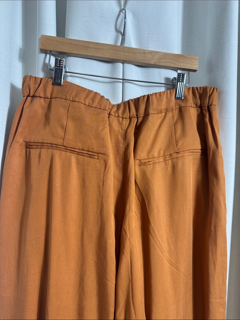 Terea by Andrea Pitter Rust Pleated Wide Leg Pants Size L NWT - Picture 10 of 12